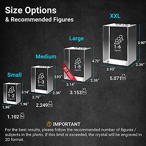 Large 3D Crystal Portrait 1-5 People