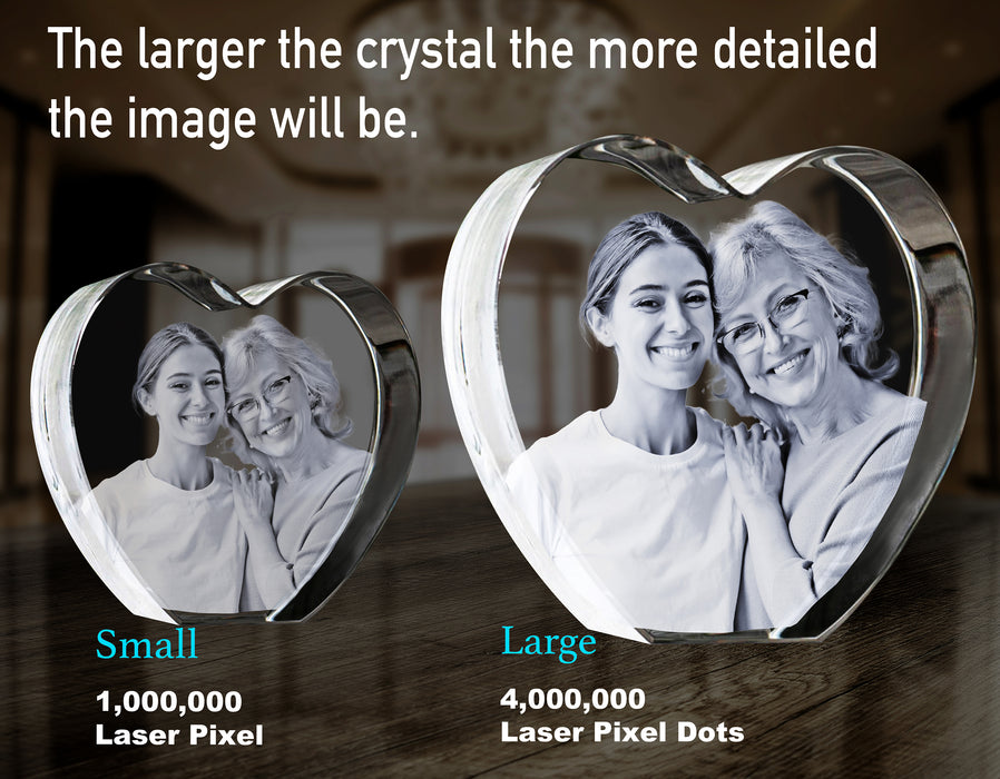 Large 3D Crystal Heart 1-4 People